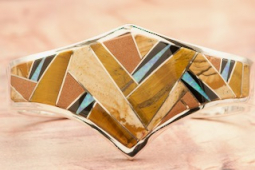 Calvin Begay Genuine Picture Jasper Sterling Silver  Bracelet